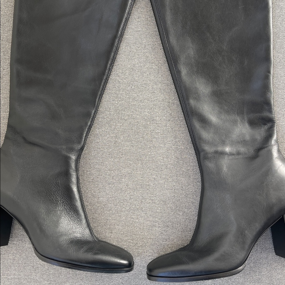 Reformation Nylah Knee High Boots Black Leather Size 8 - Picture 4 of 10
